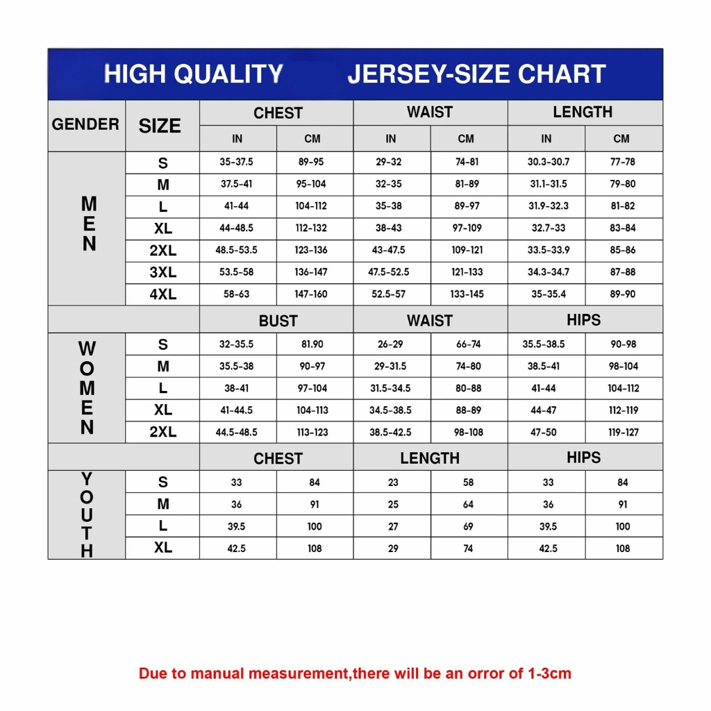 Football Jersey Size