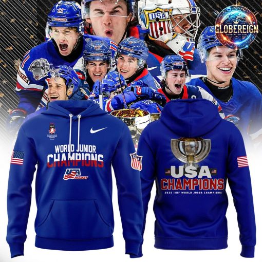 USA Hockey 2025 IIHF World Junior Champions Blue Hoodie