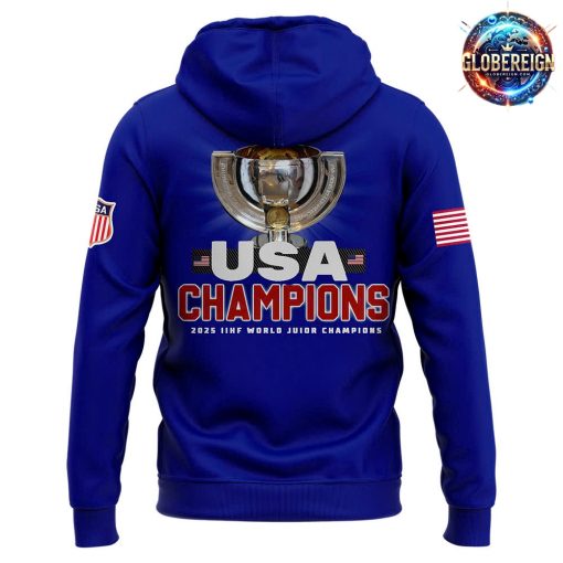 USA Hockey 2025 IIHF World Junior Champions Blue Hoodie